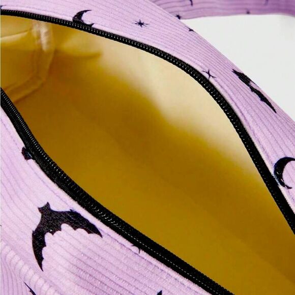 HALLOWEEN SALE Pastel Purple Goth Corduroy Ribbon Bat Purse - Picture 5 of 7